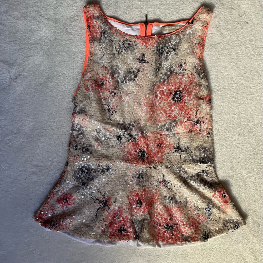 Banana Republic Sequined Peplum Party Top
